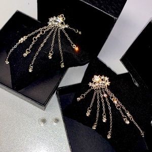 StarCluster CZ Waterfall Chain Drive-Thru Earrings